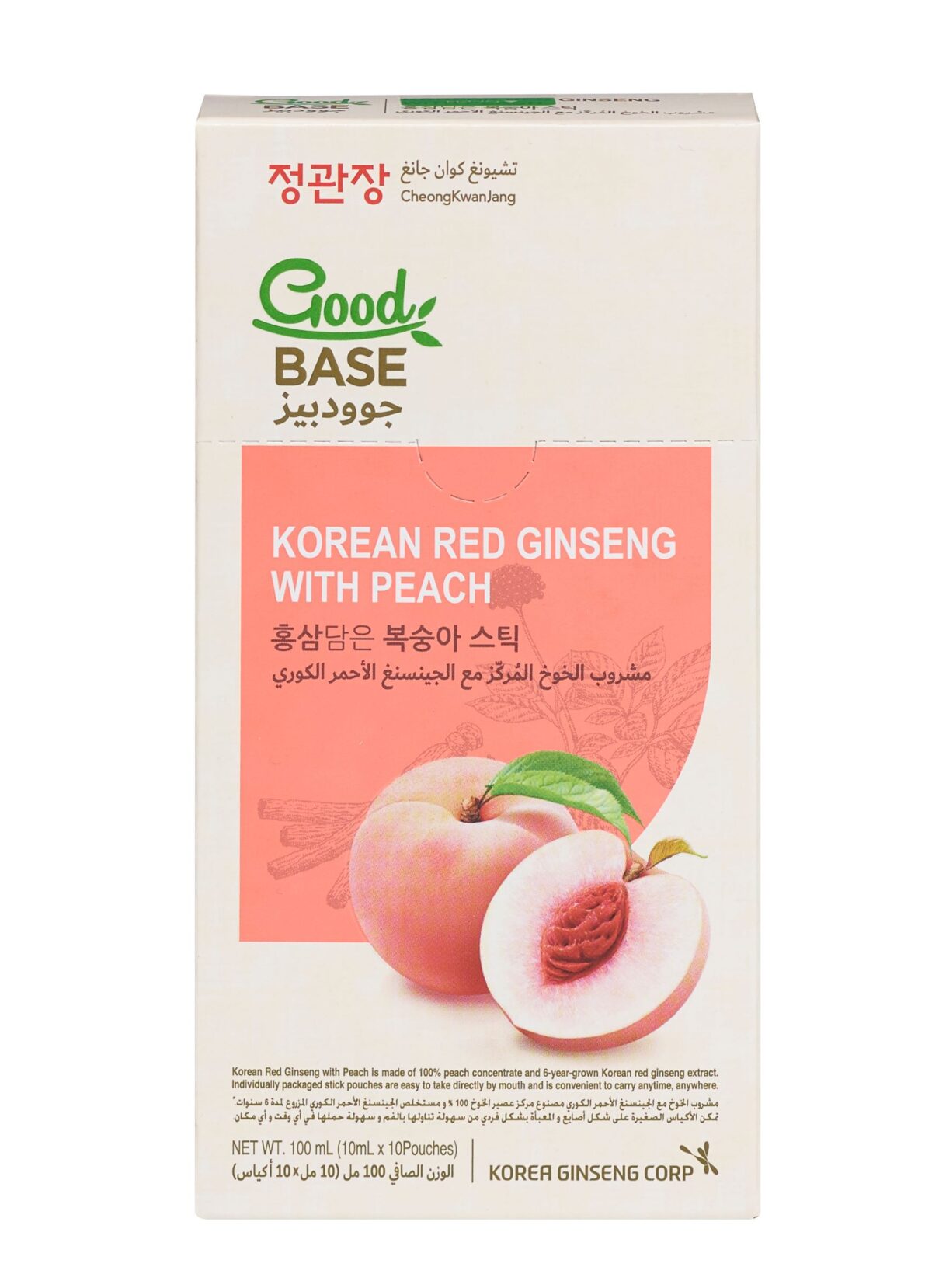 الجنسنج الأحمر الكوري مع مشروب مركز الخوخ 100٪