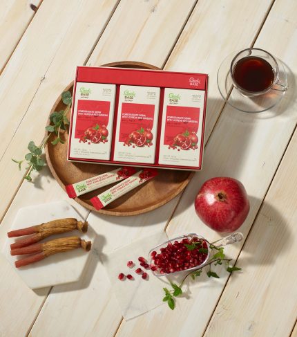 الجينسنغ الأحمر الكوري مع فاكهة الرمان ذات القاعدة الجيدة | مجموعة من 3 علب | 10 أكياس في كل صندوق | 300 مل